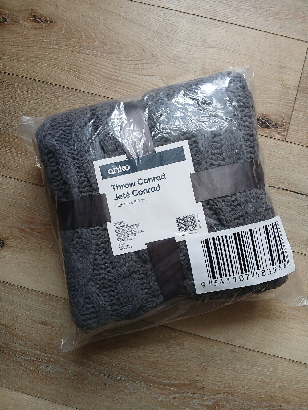NEW✨️Anko Conrad Dark Gray Cable Knit Throw Blanket